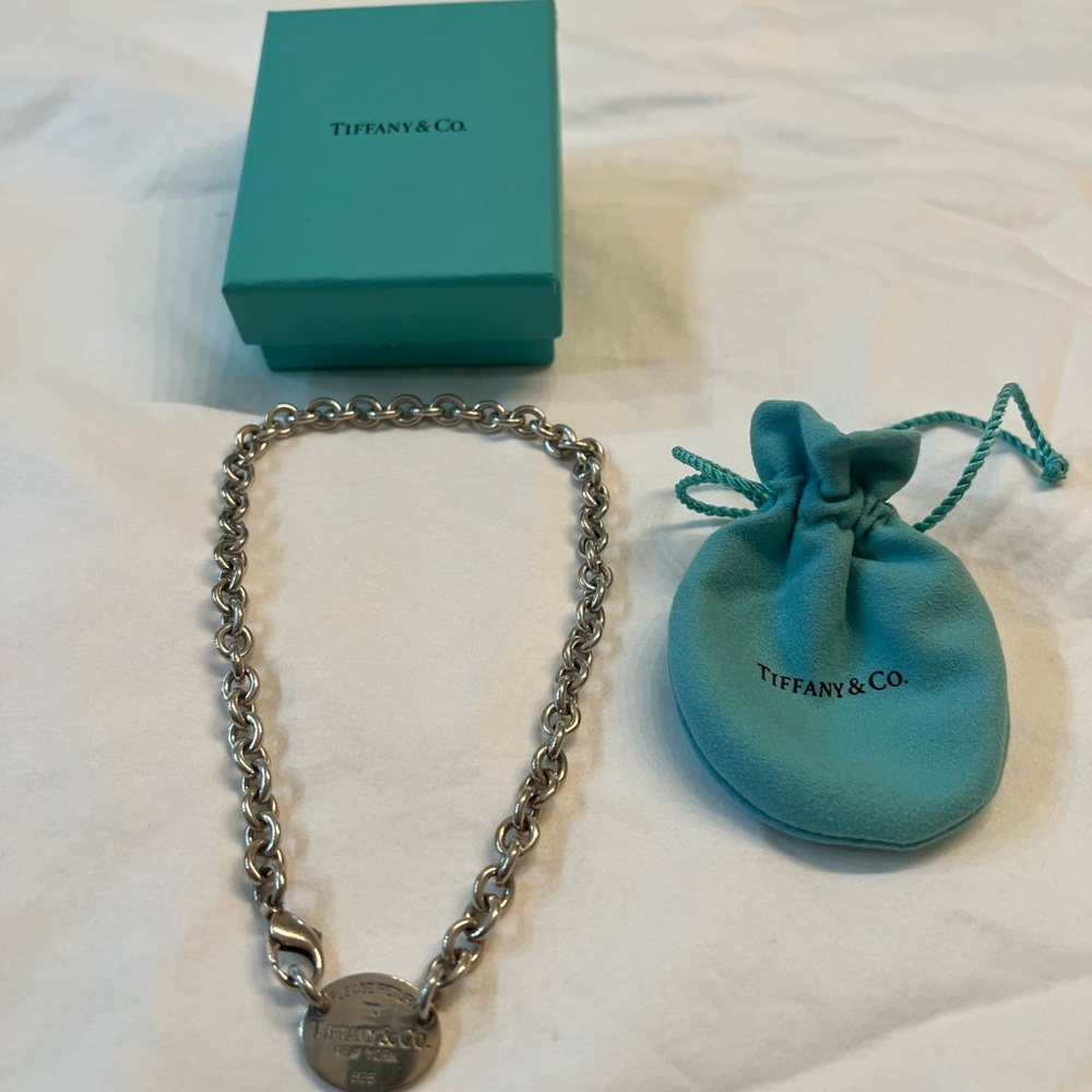 Tiffany & Co. Silver Oval Tag Necklace